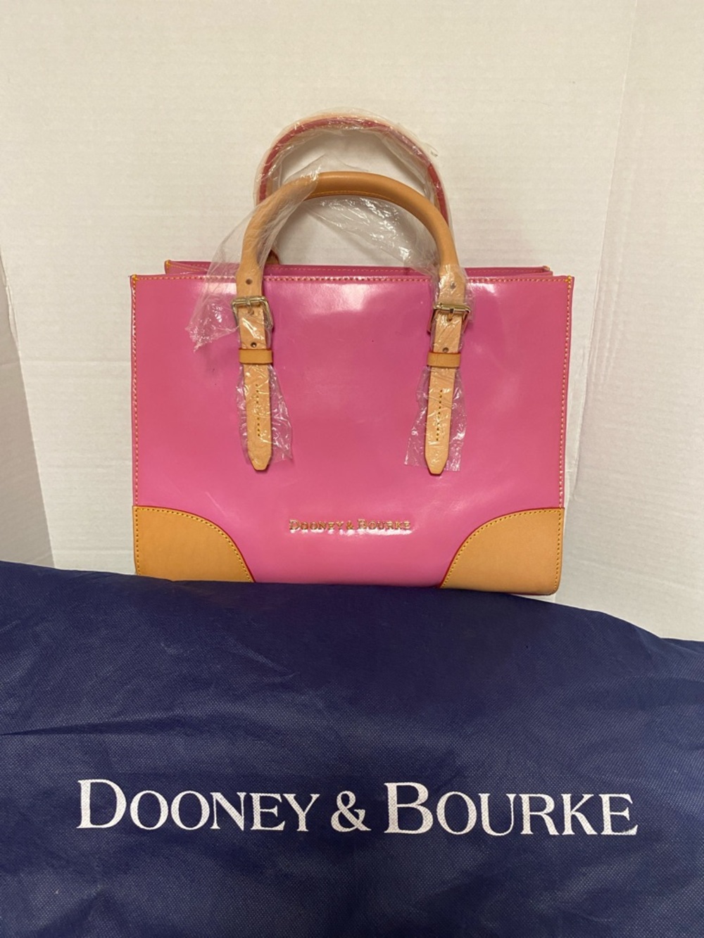 Dooney & Bourke Patent Janine Fuchsia/Orchid Satchel Bag.